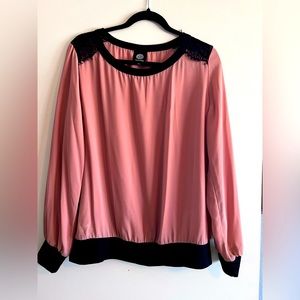 Super cute Pink and Black Lace Blouse Top